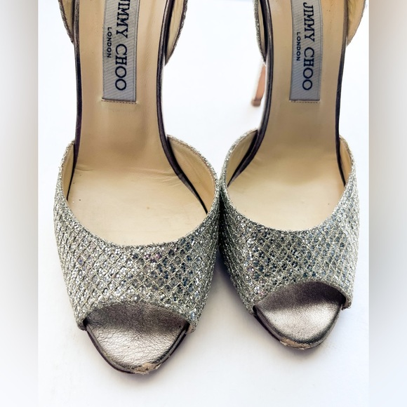 Jimmy Choo champagne silver glitter lace Mary Janes - Picture 4 of 4